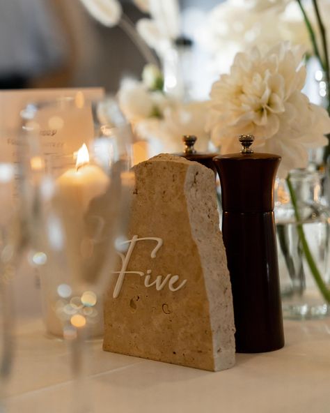 Giving Travertine table numbers a little moment they deserve. A trend that has stood the test of time. #wedding #weddingstationery #tablenumbers #bride #bridetobe Travertine Table Numbers, Travertine Table, The Test, Table Numbers, Wedding Stationery, In This Moment, Quick Saves