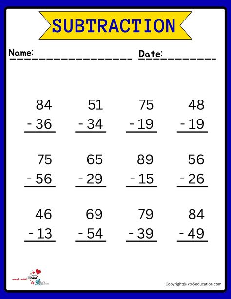 Subtraction Tables Worksheets | FREE Download Check more at https://kto5education.com/subtraction-tables-worksheets/ Substrate Worksheet, Tutoring Ideas, Math Subtraction, 3rd Grade Math Worksheets, Mathematics Worksheets, Subtraction Worksheets, Floral Border Design, 3rd Grade Math, Math Worksheet