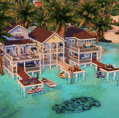 Sims Lake House, Cool Sims 4 Builds, Sims 4 Sulani House, Sims 4 Sulani Beach House, Sims Beach House, Sims 4 Sulani, Sims 4 Beach House, The Sims 4 Lots, Sims Freeplay Houses