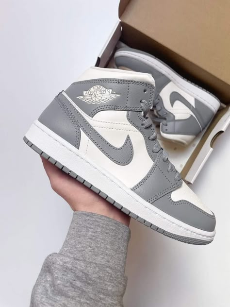 Stealth Jordan 1, Air Jordan 1 Mid Stealth, Jordan 1 Mid Stealth, Cute Nike Outfits, Preppy Shoes, Cute Shoes Heels, All Nike Shoes, Shoe Wishlist, Nike Air Jordan 1 Mid