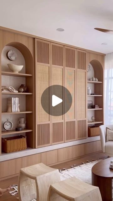 Furniture To Hide Tv, Hiding Tv In Living Room, Hidden Tv Cabinet, Hide Tv, Hidden Cabinet, Modern Appartement, Sleek Cabinet, Hidden Tv, Japandi Living