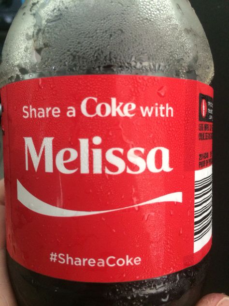 I'll share my Coke with Melissa McCall (Melissa Ponzio). Coke Tab Meaning, Share A Coke With Names, Retro Coke Poster, Melissa Mccall, Coca Cola Marketing, Share A Coke, Coca Cola Merchandise, Coca Cola Bottle, Stiles Stilinski