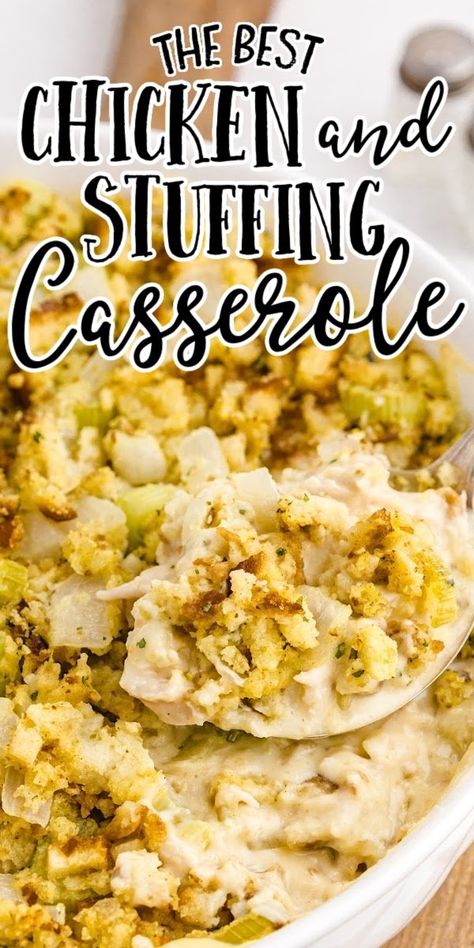 Chicken Stuffing Cranberry Casserole, Dressing Casserole, Chicken And Dressing Casserole, Chicken Stuffing Casserole, Chicken And Stuffing, Chicken Stuffing, Easy Chicken Casserole Recipes, Chicken Casserole Easy, Sausage Gumbo