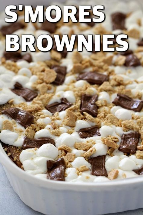 Peanut Butter Smores Brownies, Brownie Based Desserts, Smore Brownies, Smores Brownies Recipe, Dessert Smores, Homemade Smores, Marshmallow Brownies, Smores Brownies, Smores Bar