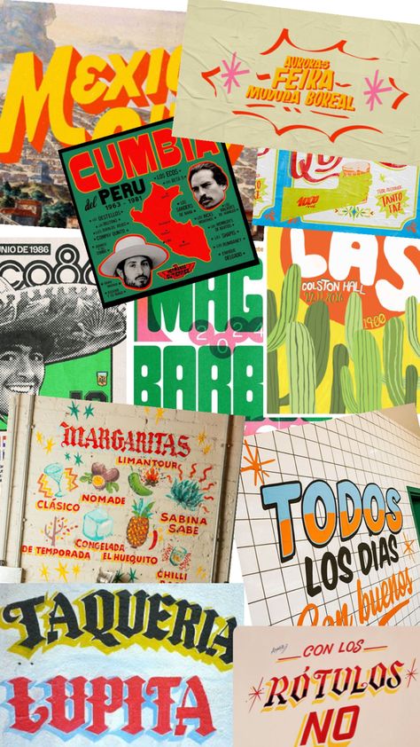 Typography that has that Latin feel, colourful Mexican type Mexican Typography, Typography, Feelings, Color, Margaritas