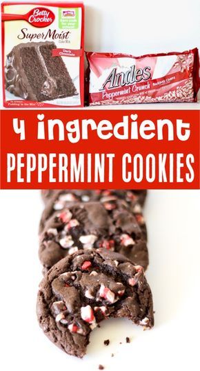 4 Ingredient Chocolate Cookies, 4 Ingredient Peppermint Cookies, Easy Christmas Desserts Peppermint, Chocolate Cake Mix Andes Mint Cookies, Few Ingredient Christmas Cookies, Easy Christmas Cookies Chocolate, Peppermint Christmas Deserts, Andes Peppermint Crunch Baking Chips Recipes, Chocolate Peppermint Crunch Cookies