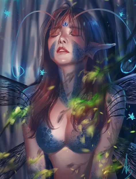 ArtStation - Dragonfly, _Z eD_ Dragonfly Artwork, Dragonfly Painting, Dragonfly Art, Fantasy Races, Freelance Artist, Arte Fantasy, Character Portraits, Larp, Portrait Art