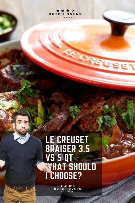 LE CREUSET BRAISER 3.5 vs 5 QT – WHAT SHOULD I CHOOSE? Braiser Recipes, Le Creuset Braiser, Braising Recipes, Chicken Vegetable Stew, Le Creuset Recipes, Le Creuset Dutch Oven, Panini Sandwich, Dutch Ovens, Dutch Oven Recipes