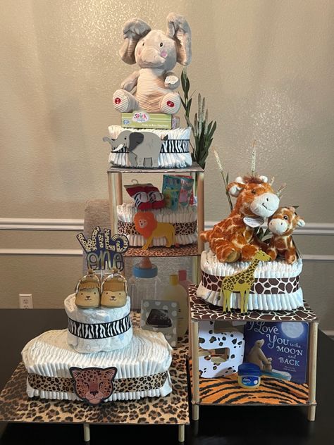 Safari Diaper Cake, Baby Shower Diaper Cake, Baby Shower Diapers, Diaper Cakes, Boy Baby Shower, Boy Baby, Baby Boy Shower, Diaper Cake, Shower Ideas