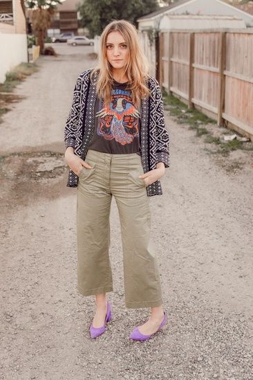 Artsy Eclectic Fashion, Eclectic Wardrobe Style, Eclectic Professional Outfit, Hippy Office Wear, Bohemian Style Spring Workwear Pants, Bohemian Spring Workwear Pants, Casual Eclectic Outfits, Quirky Office Outfits, Quirky Work Outfit