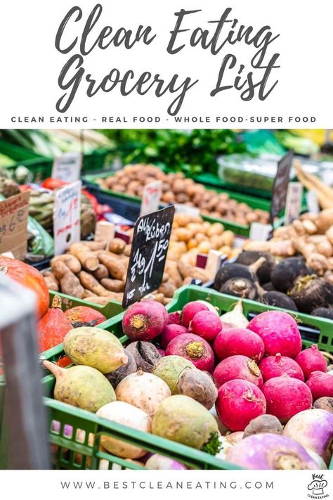 Beginner's Printable Clean Eating Grocery List Easy Grocery List, Detox Grocery List, Clean Eating List, Clean Eating Food List, Clean Eating Shopping List, Healthy Shopping List, Food Shopping List, Clean Eating Grocery List, Best Keto Meals