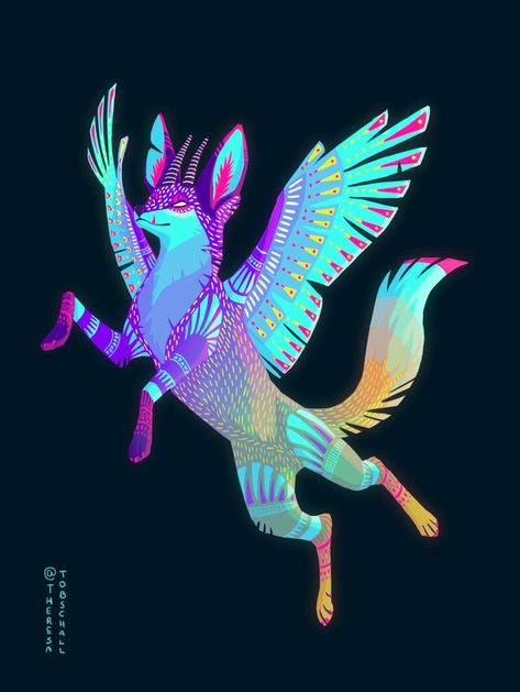 ArtStation - Alebrijes, Theresa Tobschall Corel Painter, Fantasy Creatures Art, Mythical Creatures Art, Mythological Creatures, Mexican Culture, Mexican Art, Character Designs, Creature Design, Creature Art