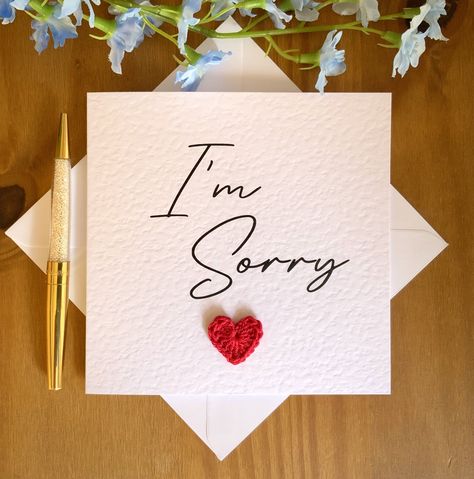 Sorry Card, Apology Cards, Im Sorry Cards, Variety Food, Please Forgive Me, Im Sorry, Forgive Me, Thread Work, Card Art