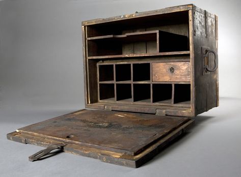 Military field desk, c. 1862-65, from the American Civil War Field Desk, Flush Hinges, Campaign Desk, Campaign Furniture, Lap Desk, Cool Writing, Kitchen Projects, The Military, Historical Society