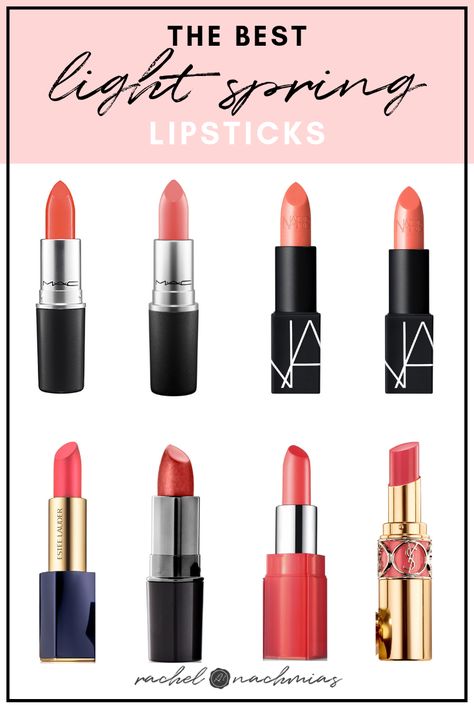 The Best Light Spring Lipsticks — Philadelphia's #1 Image Consultant | Best Dressed Light Spring Lipstick Colors, Hoc Spring Makeup, Makeup For Light Spring, Light Spring Lipstick Palette, Light Spring Makeup Look, Light Spring Lipstick, Light Spring Wardrobe, House Of Colour Spring Lipstick, Light Summer Color Palette Lipstick