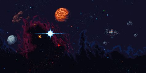 Space Gifs Pixel Art, Space Pixel Art Wallpaper Desktop, Space Gif Banner Discord, Pixel Landscape Gif, Aesthetic Space Gif, Pixel Art Landscape Gif, Space Gif Banner, Space Banner Gif, 8 Bit Background