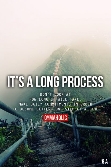 It’s A Long Process. Don't look at how long it will take. Make daily commitments to become better, one step at a time Fitness Humor, Kayla Itsines, Gym Quote, Health Fitness Motivation, Gym Memes, Motivation Fitness, Sport Motivation, Morning Motivation, Fitness Motivation Quotes