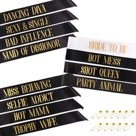 sashes for bridal party Bachelorette Party Black, Hens Night Decorations, Team Bride Bachelorette, Bridal Shower Sash, Bachelorette Party Sash, Bachelorette Sash, Bridesmaid Sash, Bride To Be Sash, Wedding Bachelorette Party