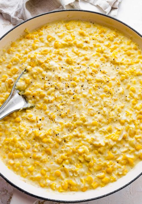 Quick and Easy Creamed Corn - Eating Bird Food Cream Corn Substitute, Cream Corn Like No Other, Sweet Creamed Corn Recipe, Cajun Creamed Corn, Healthy Creamed Corn, Easy Creamed Corn Recipe, Stove Top Creamed Corn, Skillet Cream Corn, How To Make Creamed Corn