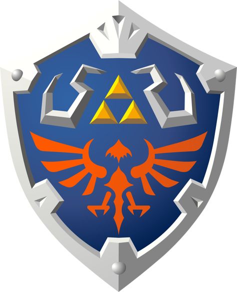 So here we have the Hylian Shield as it appeared in "Skyward Sword" for the Nintendo Wii. It's the reward from the Thunder Dragon Lanayru's boss battle fights if the player wins eight fights consec... Zelda Ornament, Link Shield, Shield Drawing, Zelda Cake, Disfraz Star Wars, Shield Tattoo, Hylian Shield, Ocarina Of Times, Zelda Tattoo