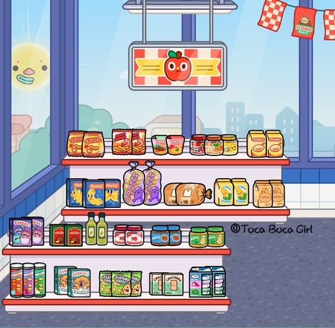 Slomo Supermarket Ideas Toca Boca, Toca Boca Recipes Breakfast, Toca Rooms, Toca Boca Hair Salon, Toca Life World Aesthetic Pfp, Toca Ideas, Toca World, Free House Design, Small House Layout