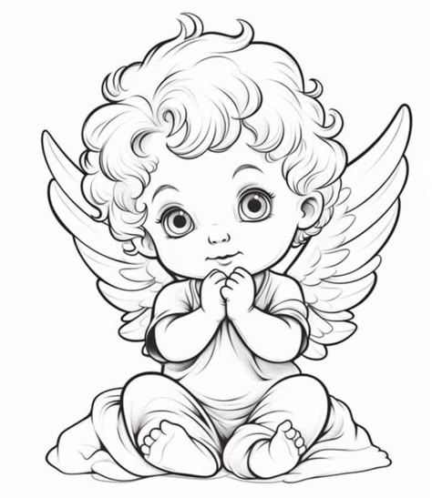 Angel Baby Drawing, Angel Drawing Easy, Angel Y Diablo, Emoji Coloring Pages, Angel Coloring Pages, Funniest Pics, Christmas Arts, Coloring Pages Inspirational, Color Drawing Art