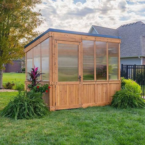 Modern Greenhouse, Cedar Greenhouse, Modern Greenhouses, Greenhouses For Sale, Carport Patio, Walk In Greenhouse, Polycarbonate Panels, Backyard Greenhouse, Greenhouse Kit