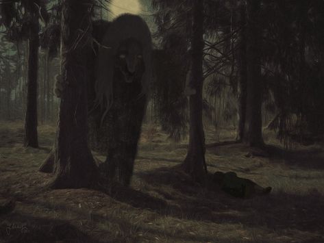 John Bauer, Fantasy Magic, My Fantasy World, Forest Creatures, Witch Art, Creepy Art, Fantasy Rpg, Dark Forest, Horror Art