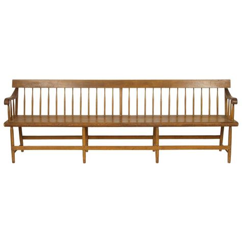 Long Spindle Back Deacon Bench Deacons Bench, Farm Style Table, Large Entryway, Drexel Furniture, Metal Garden Benches, French Bench, Antique Bench, Nickey Kehoe, Bench With Back