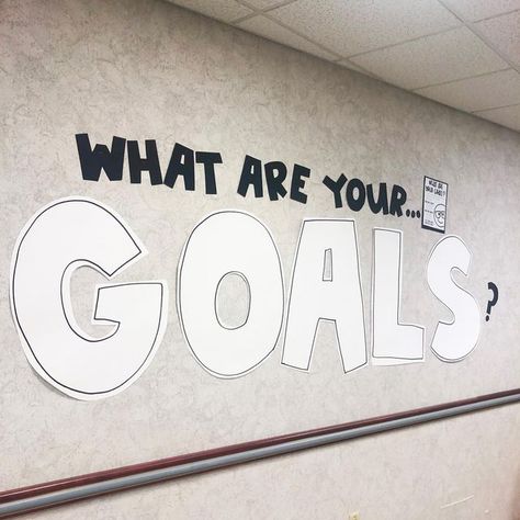 Interactive Bulletin Boards, What Are Your Goals, Interactive Bulletin Board, Giant Letters, School Murals, School Displays, Back To School Night, School Night, Classroom Bulletin Boards