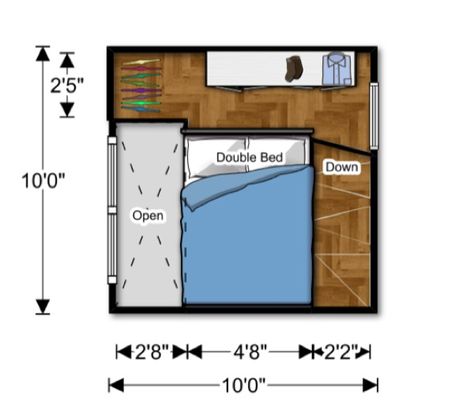 nomad micro home 07   100 Sq. Ft. Prefab NOMAD Micro Home: Could You Live this Small? 10x10 Tiny House, Small Prefab Homes, Small House Model, Design Casa Piccola, Loft Floor Plan, Micro Homes, Bathroom Layouts, Bathroom Plans, Micro House