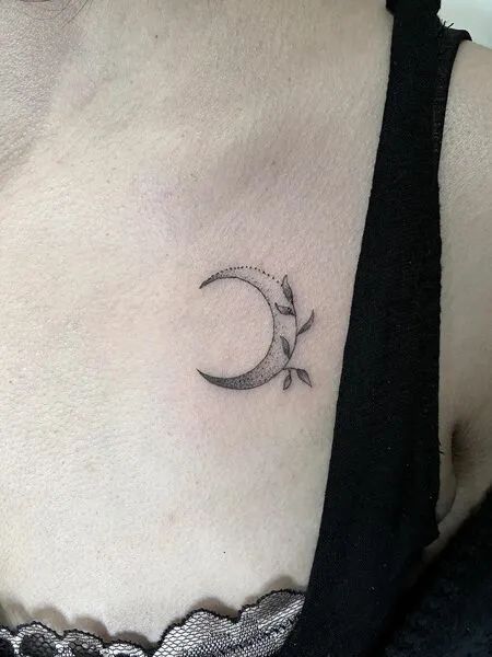 Crescent Moon Tattoo Crescent Moon Tattoo Placement, Moon Tattoos Ideas, Small Crescent Moon Tattoo, Moon Tattoo Wrist, Moon Child Tattoo, Small Face Tattoos, Vertical Tattoo, Crest Tattoo, Half Moon Tattoo