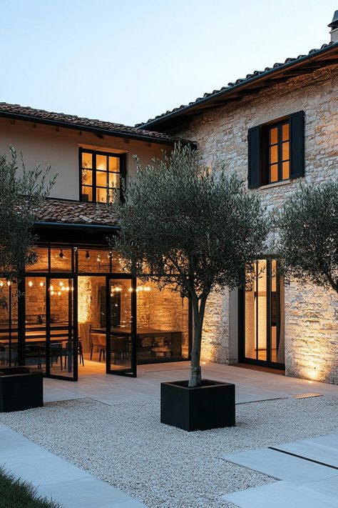 36 Stunning Modern Tuscan Houses Tuscany Architecture Tuscan Style, Tuscany Modern Interior, Provencal Interior Design, Italian Ranch House, French Countryside Home Decor, Countryside House Modern, Tuscan Homes Exterior Italian Villa, Modern Italian Home Exterior, Tuscan House Interior Design