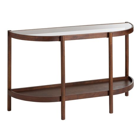 Lakelyn Half Round Wood and Glass Top Console Table - World Market Curved Console Table, Glass Top Console Table, Half Round Table, Entryway Table, Entry Table, Sofa Tables, World Market, Console Table, Entryway Tables