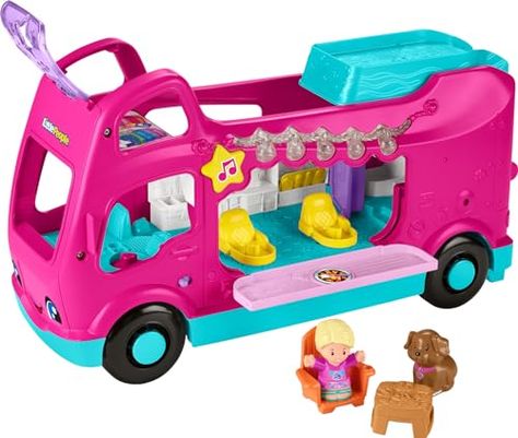 Fisher-Price Little People Toddler Toy Barbie Little Dreamcamper RV Playset with Music & Lights for Pretend Play Kids Ages 18+ Months Barbie Van, Dream Camper, Classic Campers, Pretend Food, People Figures, Fisher Price Little People, Fun Songs, Kids Gift Guide, Barbie Dream