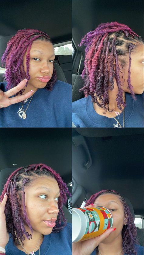 Locs Hairstyles Ginger, Hairstyles Ginger Hair, Big Chop Journey, Hairstyles Ginger, Purple Locs, Locs Retwist, Black Locs, Color Locs, Girls With Locs