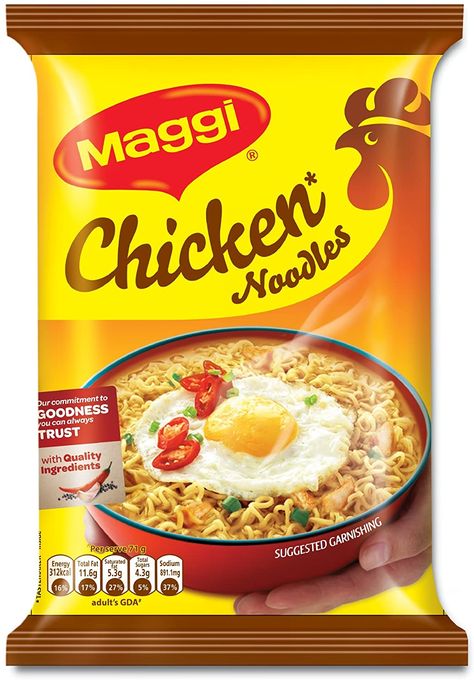 Noodles Packaging Design, Noodle Packaging, Bihun Goreng, Maggi Noodles, Yellow Noodles, Soap Packaging Design, Packaging Concept, Grocery Foods, Food Advertising