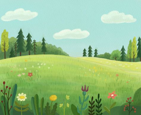 Meadow - one of Scout's Clues!   Scout the Mouse leads nature adventures with the Gumboot Kids on the children's series, "Scout & the Gumboot Kids" on Kids' CBC.  Illustration by Kate Jeong Meadow Illustration, Wordless Picture Books, Kids Illustration, Kids Tv Shows, Nature Adventure, Child Day, Children Illustration, Picture Book, Comb