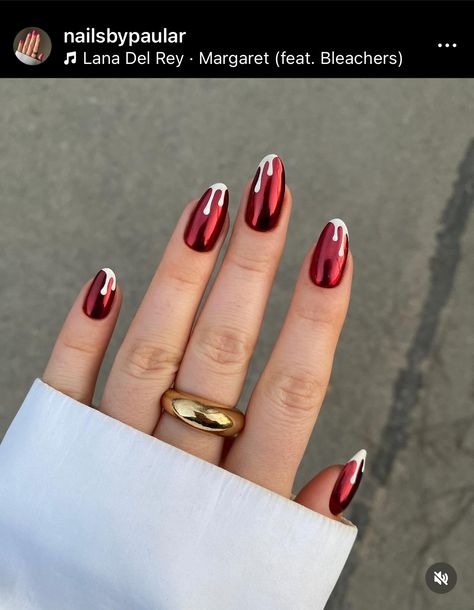 Chrome Nails Silver, Chrome Nail Designs, Red Chrome Nails, Gold Chrome Nails, Butterfly Nail Designs, New Nail Trends, Red Chrome, Metallic Nail Polish, Chrome Nail Art