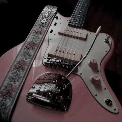 Electric Guitar, Guitar, Band, Floral, Pink, Design