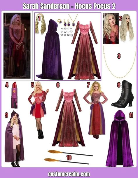 Sanderson Sisters Costumes Diy, Hocus Pocus Costume Diy, Sarah Sanderson Hocus Pocus, Sanderson Sisters Costumes, Hocus Pocus Halloween Costumes, Sarah Sanderson Costume, Hermanas Sanderson, Hocus Pocus Costume, Halloween Costume Patterns