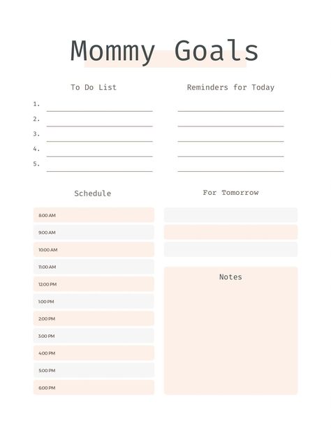 Mommy Goals printable planner customplanner Mommy Planner, Girly Hacks, Goals Printable, Weekly Planner Free Printable, Family Binder, Weekly Planner Free, Homeschool Worksheets, Budget Planner Template, Mommy Goals