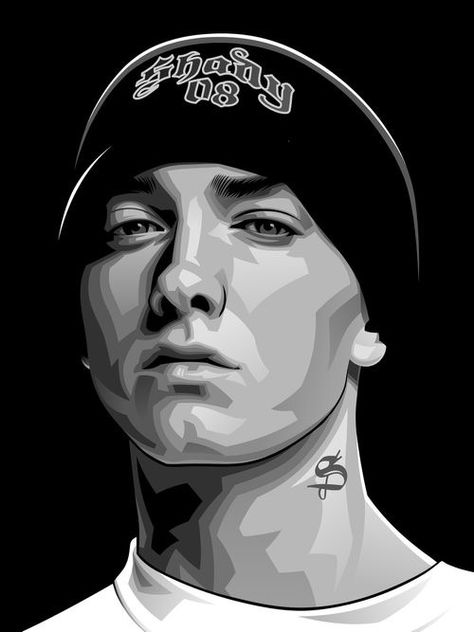 Eminem Drawing, Desenho Tom E Jerry, Vector Portrait Illustration, Hip Hop Artwork, Monochromatic Art, Pop Art Portraits, Hip Hop Art, Dope Cartoon Art, Slim Shady