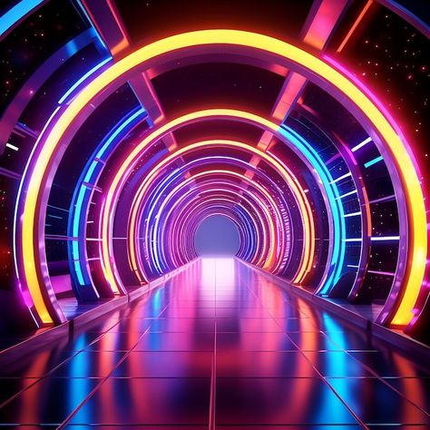 Photo futuristic neon light tunnel in a ... | Premium Photo #Freepik #photo 8th Grade Dance Themes, Neon Tunnel, Neon Futuristic, Casino Jackpot, Flyer Background, Neon Rave, Neon Background, Fern Tattoo, Light Tunnel