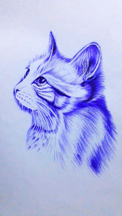 Ballpoint pen drawing by shaktiraj Ballpen Drawing Easy, Blue Pen Art Simple, Blue Pen Drawing Easy, Ballpoint Pen Drawing Sketches, Ballpoint Pen Drawing Simple, Black Pen Drawing Ideas, Ball Point Pen Sketches, Colour Pen Drawing, Blue Pen Sketches