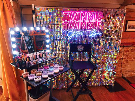 Twinkle Twinkle Glitter Bar - Glitter Artist Glitter And Glam Birthday Party, Wedding Glitter Station, Wedding Glitter Bar, Glitter Station Wedding, Gliter Bar Stand, Glitter Bar Wedding, Glitter Bar Party, Glitter Bar Ideas, Glitter Party Ideas