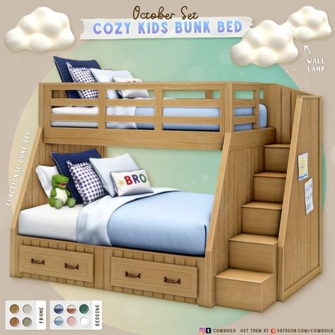 Sims 4 Cc Bedroom Sets, Cc Finds Sims 4, Free Sims 4 Cc, Ts4 Clutter, University Bedroom, 4 Bunk Beds, Kids Bunk Bed, Toddler Bunk Beds, High Sleeper Bed