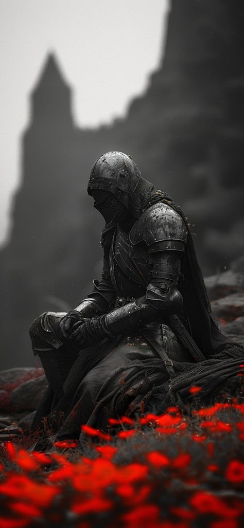 Warrior Aesthetic Wallpaper, Crusader Knight Wallpaper, Templar Knight Wallpaper, Knight Wallpaper Aesthetic, Dark Fantasy Knight Art, A I Wallpaper, Knight Wallpaper Medieval, Templars Knight, Injured Warrior