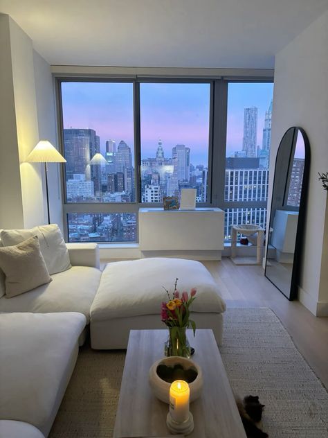 Apartments Aesthetic New York, New York Small Apartment, Nyc Living Room Apartment, Ny Apartment Aesthetic, Nyc Studio Apartment Aesthetic, Nyc Room Aesthetic, Nyc Apartment Interior, Our Apartment, Small City Apartment