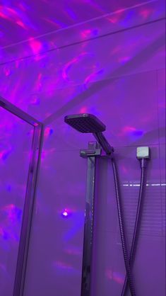 Aesthetic Bathroom Lights, Light Up Shower Head, Aesthetic Bathroom Themes, Neon Bathroom Aesthetic Ideas, Bathroom Purple Aesthetic, Bathroom Led Lights Aesthetic, Bathroom Vibes Led Lights, Purple Shower Aesthetic, Bathroom Ideas Aesthetic Led Lights